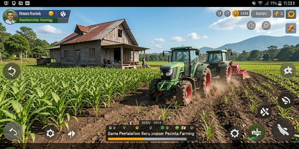 Tampilan menarik dari gameplay 333V yang menggambarkan suasana pertanian.