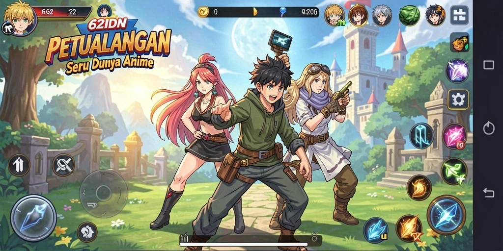 Screenshot gameplay 62IDN yang menunjukkan pertempuran seru dalam dunia anime.