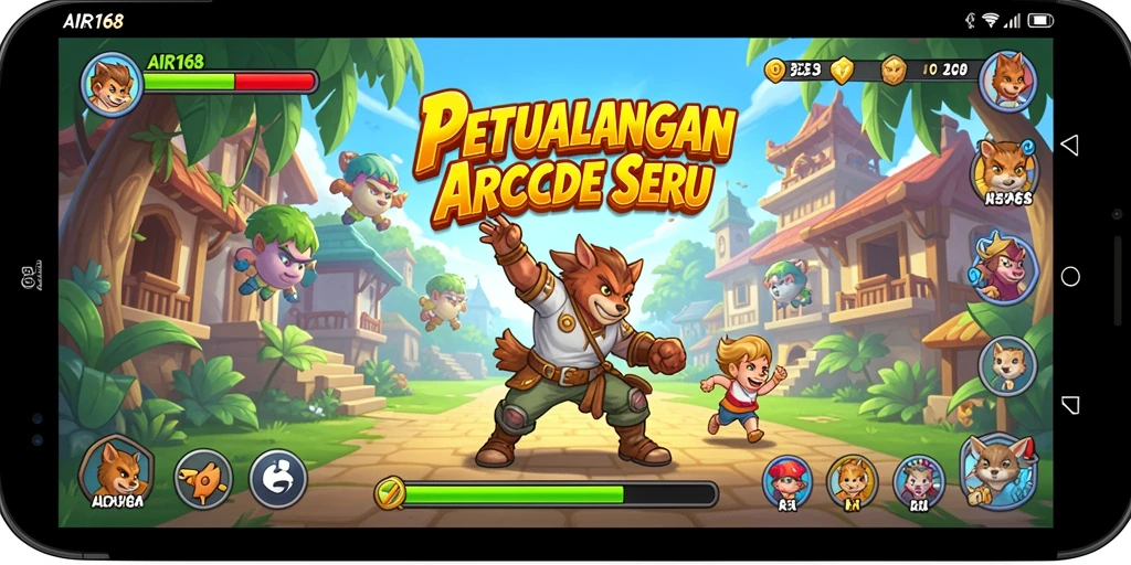 Screenshot utama dari AIR168 menampilkan petualangan seru dalam gameplay Arcade.