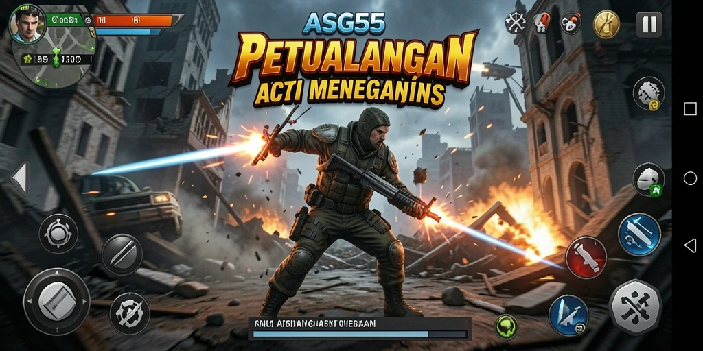 Tampilan aksi epik dari gameplay ASG55 yang mendebarkan.