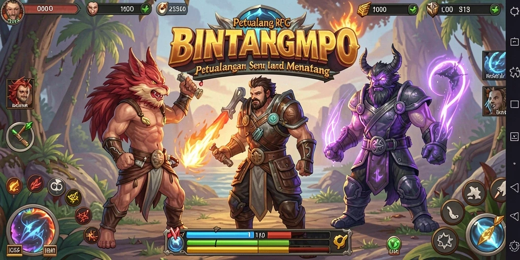 Screenshot BINTANGMPO menampilkan aksi pertarungan yang seru