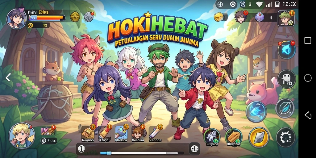 Tampilan seru gameplay HOKIHEBAT dengan karakter anime yang ikonik.