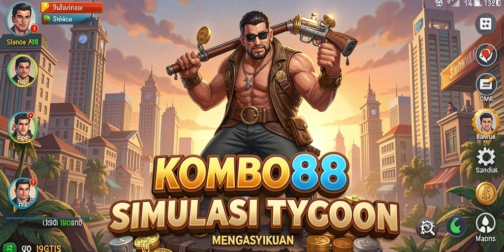 Screenshot gameplay KOMBO88 menampilkan keseruan manajemen bisnis.