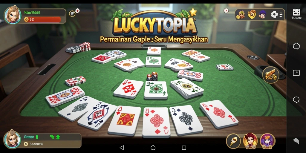 Tampilan gameplay Gaple yang seru dan interaktif di LUCKYTOPIA.