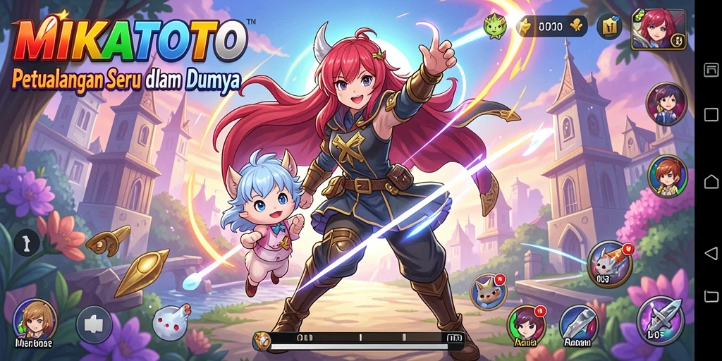 Tampilan gameplay menarik dari MIKATOTO dengan karakter anime ikonik.