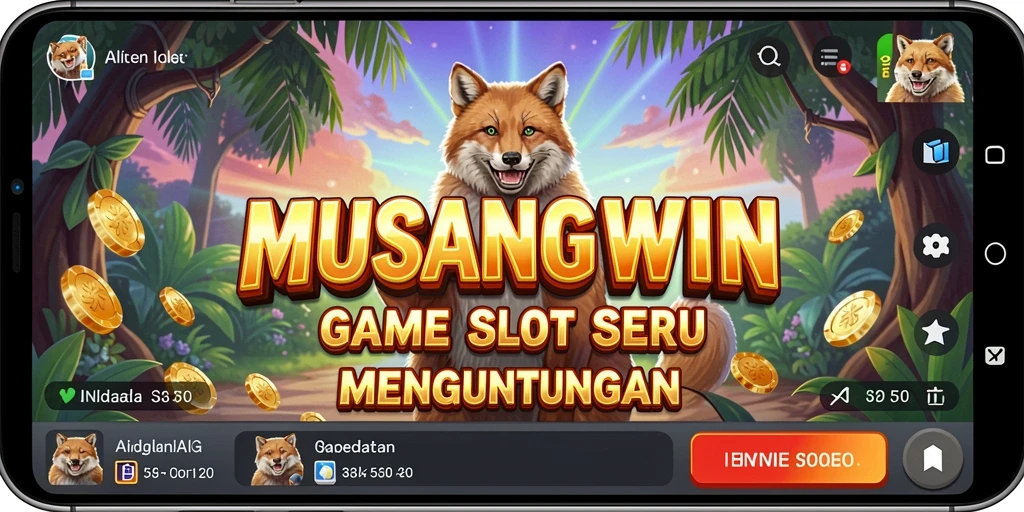 Tampilan gameplay menarik dari MUSANGWIN dengan berbagai simbol slot.