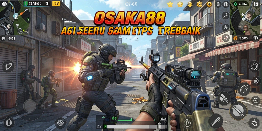 Screenshot gameplay OSAKA88 menampilkan aksi menegangkan dalam mode TPS.