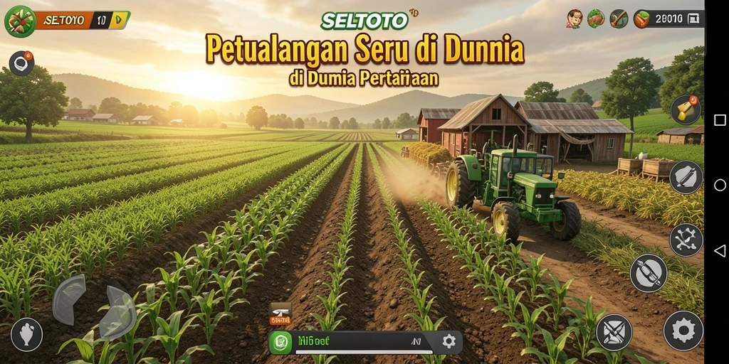 Screenshot gameplay SELTOTO menampilkan aksi bertani yang penuh warna.
