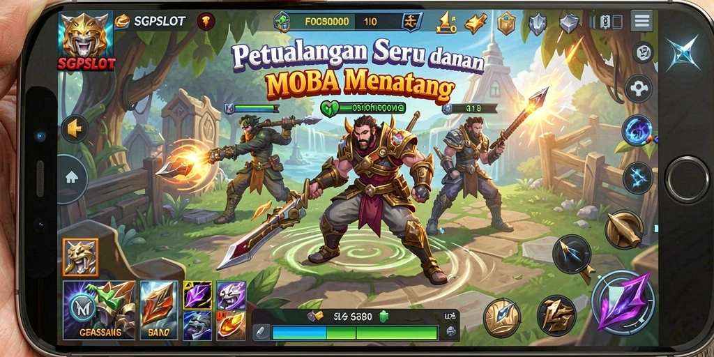 Screenshot gameplay SGPSLOT menunjukkan karakter bergerak aktif dalam pertempuran seru.
