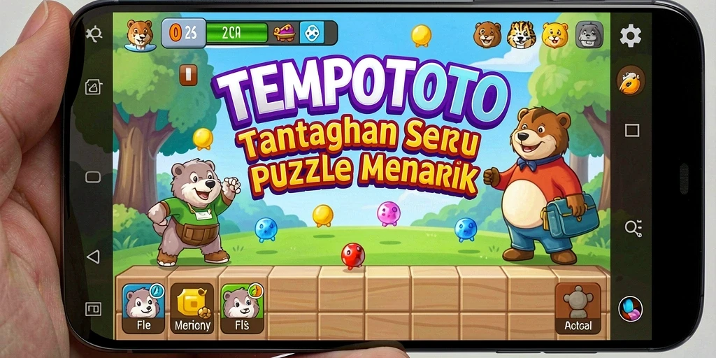 Screenshot gameplay TEMPOTOTO menunjukkan serunya menyelesaikan puzzle.