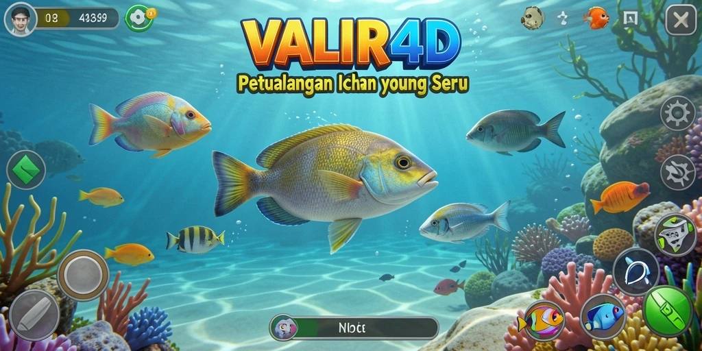 Screenshot gameplay VALIR4D menampilkan aksi seru menangkap ikan di lautan.