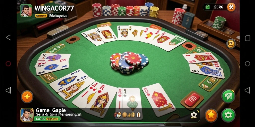 Screenshot gameplay WINGACOR77 menunjukkan serunya bermain Gaple.